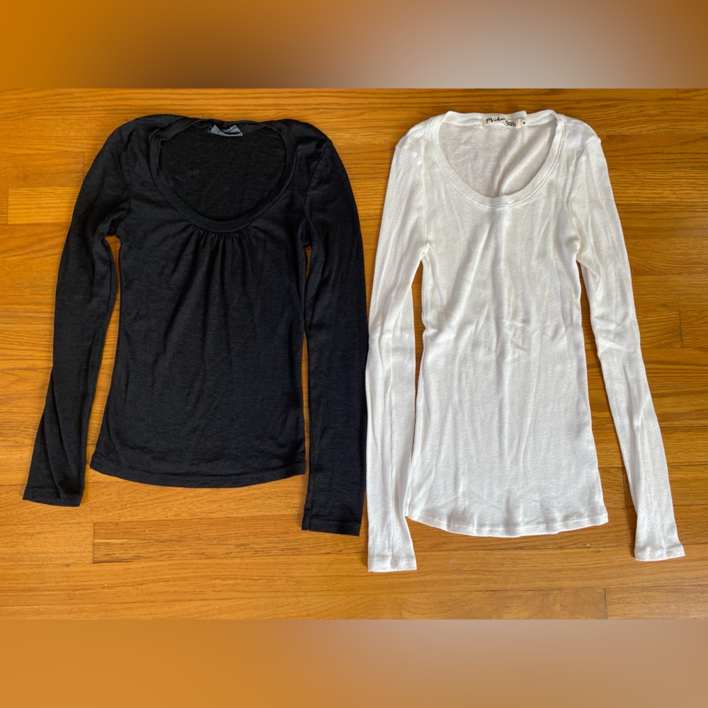 Michael Stars white (M) & black (S) long sleeve top